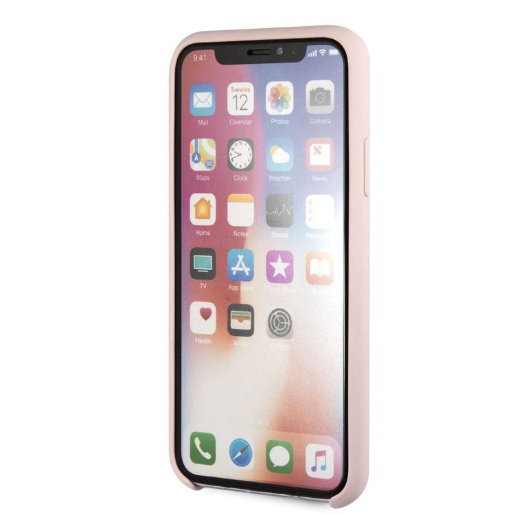 CG MOBILE Guess Silicone Phone Case Compatible for Apple iPhone X (5.8") Anti-Scratch Mobile Case Officially Licensed - Light Pink