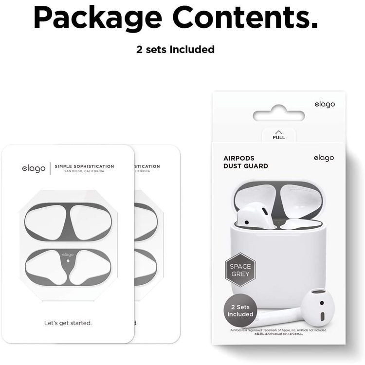Elago Dust Guard for Apple Airpods (2 Sets) - Matt Dark Gray