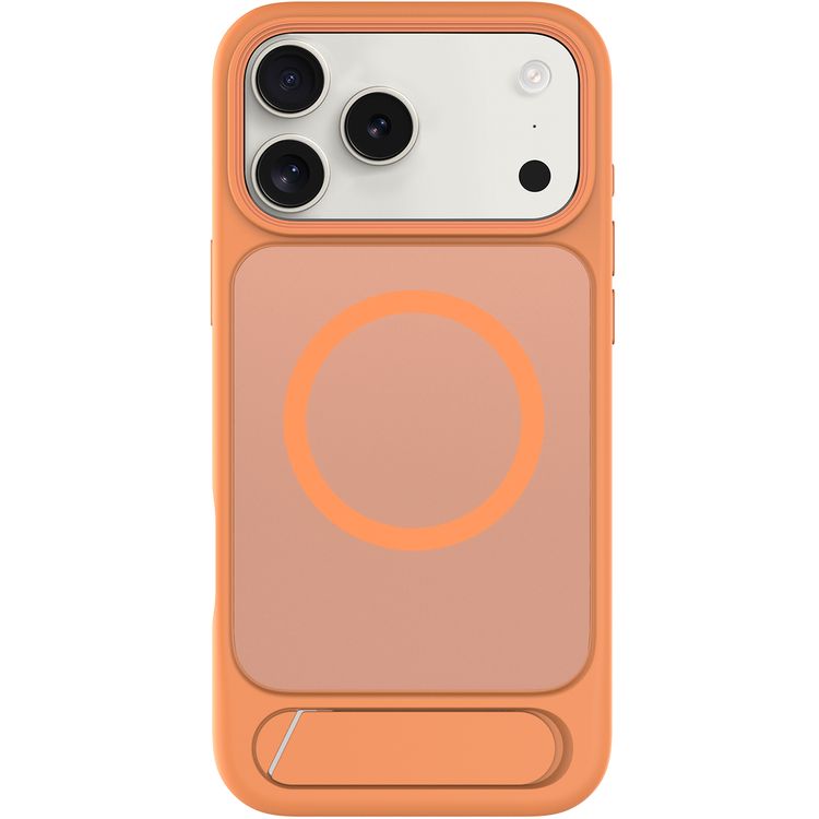 Levelo Matteo Hybrid Kickstand Case with Matte Design for iPhone 17 Pro Max, Anti-Fingerprint Coating, Impact-Resistant Corners, Raised Bezels for Camera & Screen, MagSafe Compatible, Shock-Resistant Bumper, Drop-Tested - Orange
