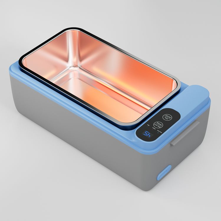 Powerology Lumo Portable Heated Lunch Box 4000mAh Battery, 1L Capacity, Smart Heating, Leakproof Design, Type-C Charging, Freshness Lock for 6 Hours, Insulated Bag – Grey / Blue