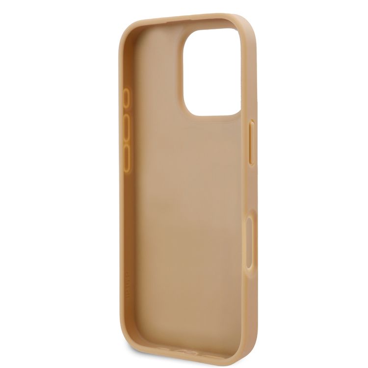 Karl Lagerfeld PU Hard Case for iPhone 16 Pro Max with Karl Lagerfeld Hot Stamp, Slim Profile, Lightweight, Sustainable Packaging, Comfortable Grip, Easy Snap-on  - Beige