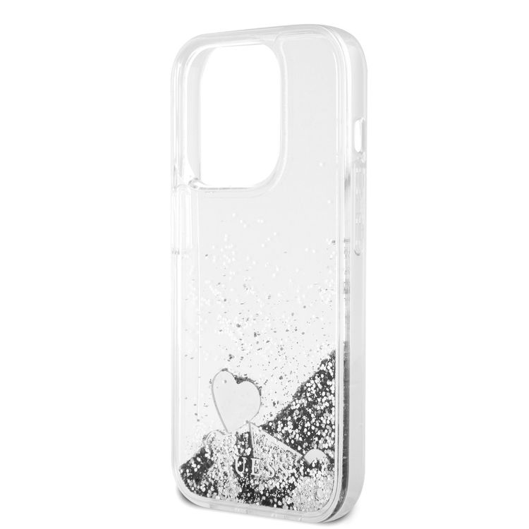 Guess HC Liquid Glitter Case with Charms Pattern - Silver - iPhone 15 Pro