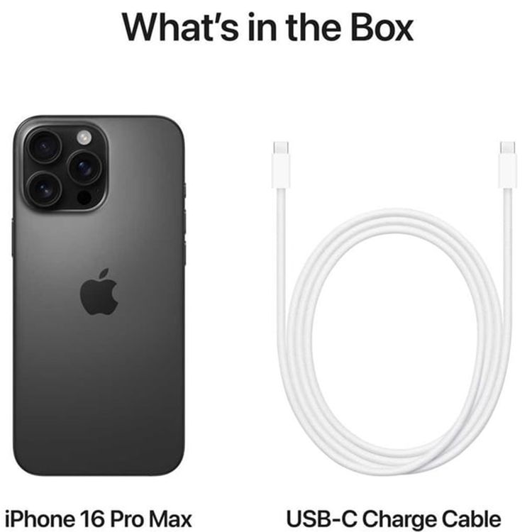 Apple iPhone 16 Pro Max with 512GB Capacity, 6.9‑inch Screen Size, USB-C Connector Type, 6‑Core CPU, 6‑Core GPU, 5G Network Technology, Splash, Water & Dust Resistant, Middle East Version - Black Titanium