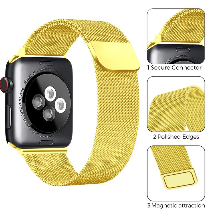 AhaStyle WG42-1-40MM-GD Magnetic Stainless Steel Milanese Mesh Loop Strap for Apple Watch 38 / 40mm - Gold