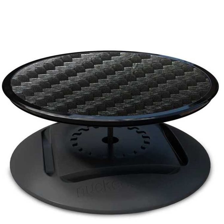 Nuckees حامل هاتف قابل للطي ومقبض مع تقنية SnugHug المتوافقة مع الحوامل المغناطيسية ، عرض 360 - أسود الكربون الجرافيت