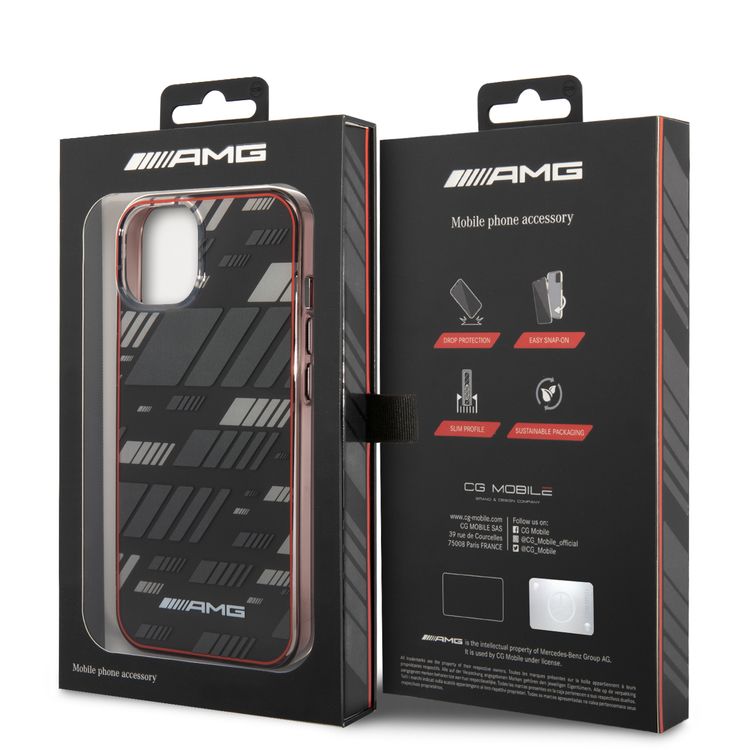 AMG Transparent Double Layer Case Expressive Graphic Design iPhone 14 Compatibility - Black