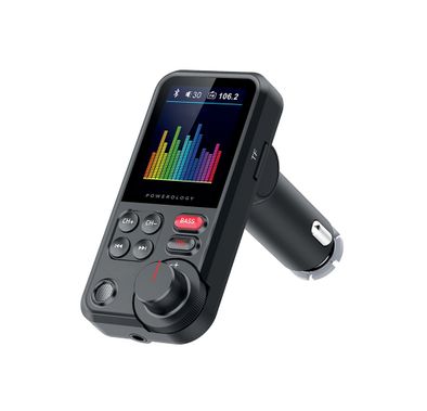 Powerology Bluetooth FM Transmitter Pro PCCSR003 Car Charger Fast Charging 18W - Black