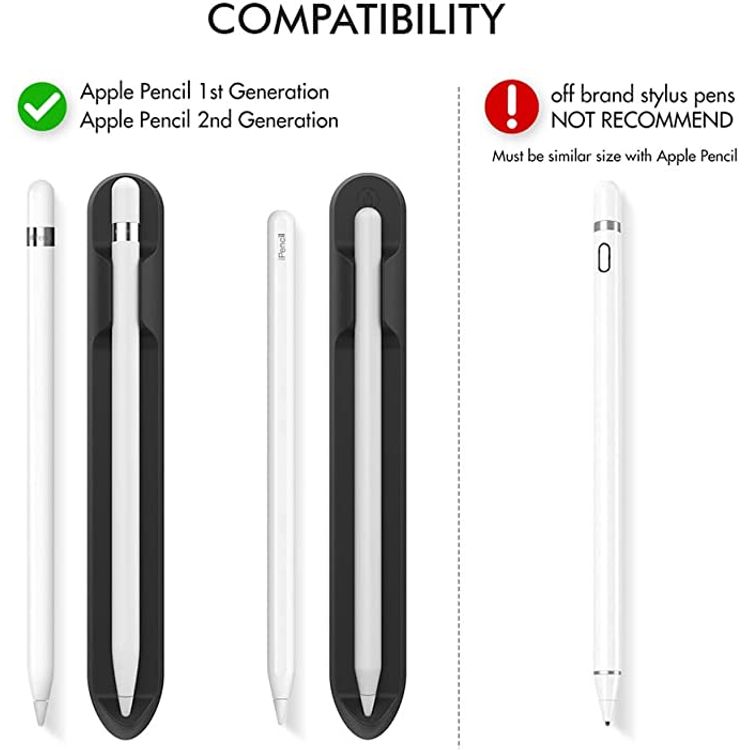 Ahastyle Silicone Holder With Magnetic, for Apple Pencil 1&2 - Black