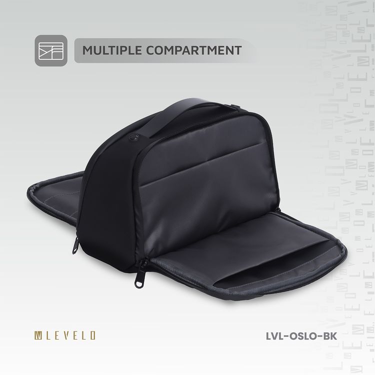 Levelo Oslo Pouch & Toiletry Bag with Exquisite Safeguarding, Polyester with Coating, Lightweight Design, Water Resistant, Ample Space - Black