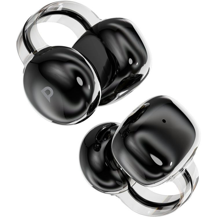Powerology Savai Open-Ear Clip-On Earbuds with Omnidirectional Microphone, 5.5 Hours Play Time, 300mAh Battery Case Capacity, Bluetooth Version 5.4, 3.5 Hours Talk Time, 10m Transmission Range, Smart Touch Control, Voice Assistant, Ergonomic Fit, Ultra-Lightweight Design - Black