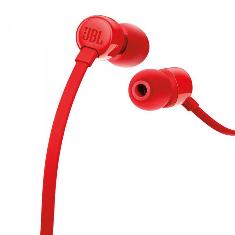JBL T110 Wired Universal In-Ear Headphones, 6 Hours Battery Life, 2 Hours of Charging Time, Anti-Tangle Design - Red