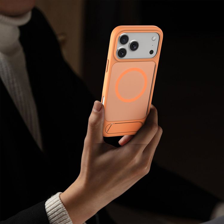 Levelo Matteo Hybrid Kickstand Case with Matte Design for iPhone 17 Pro Max, Anti-Fingerprint Coating, Impact-Resistant Corners, Raised Bezels for Camera & Screen, MagSafe Compatible, Shock-Resistant Bumper, Drop-Tested - Orange