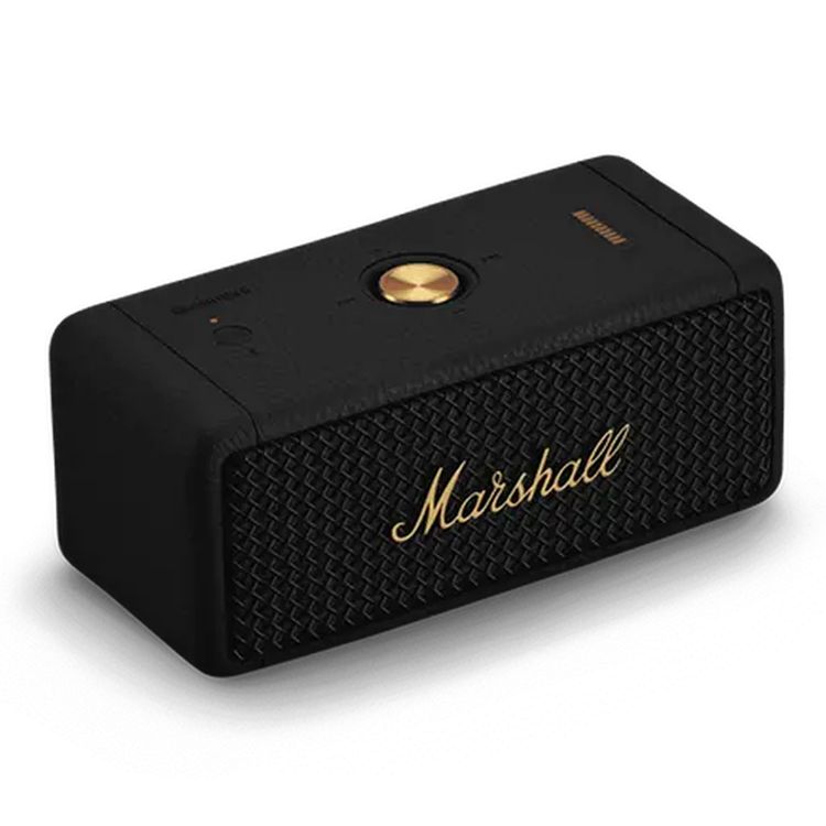 Marshall Emberton II Compact Portable Wireless Speaker, 30 Hours Working Time, Fast Charge (Type-C), Dustproof & Waterproof, 360° Sound, Full Range Drivers - Black / Brass 