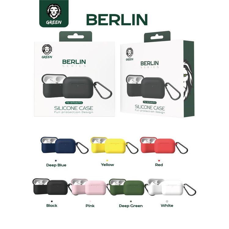 Green Lion Berlin Series Silicone Case for Airpods Pro 3 with Full Protection Design, Slim & Lightweight, Anti Fingerprint, Anti Scratch, Premium Quality, Unique Design - Red