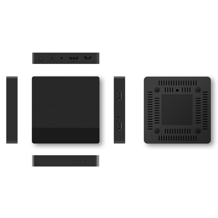 Porodo Android TV Box Video Streaming with 1080P Full HD, 8GB Storage, 1GB RAM,  Quad-Core, HDMI, 2× USB 2.0, RJ45, AV Output, Unlimited Streaming, UK 3-Pin Power Plug - Black