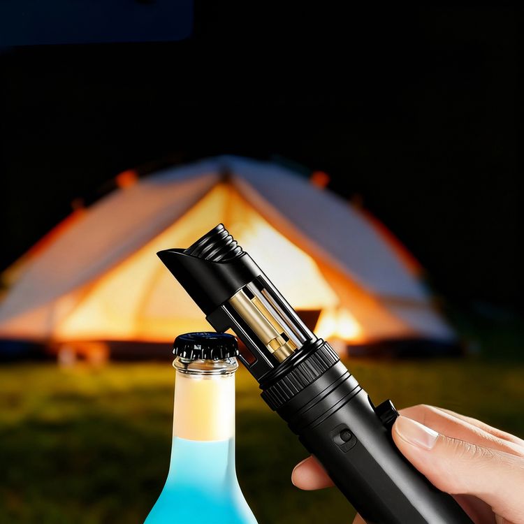 Green Lion Jet Lighter X LED Torch Flame Lighter with 3-Lighting Modes, Zinc Alloy Case, Refillable Butane Chamber, Anti-Leak Valve, Wind-Resistant Flame, Multipurpose Torch Lighter, Flame Lock Switch, Built-in Bottle Opener, Emergency Window Breaker, Extendable Height Up to 910mm - Black 