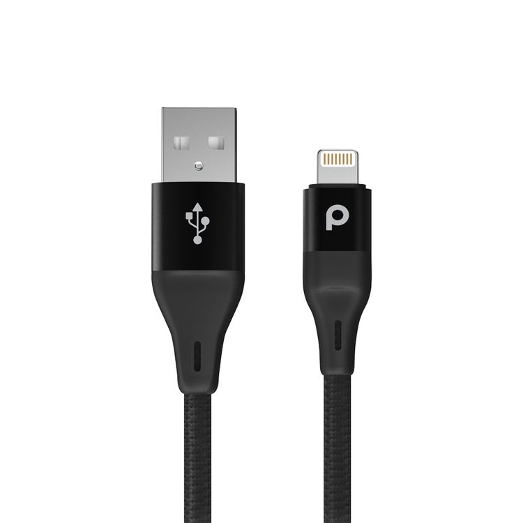 Porodo Aluminum Braided Lightning Cable 2.2m 2.4A - Black