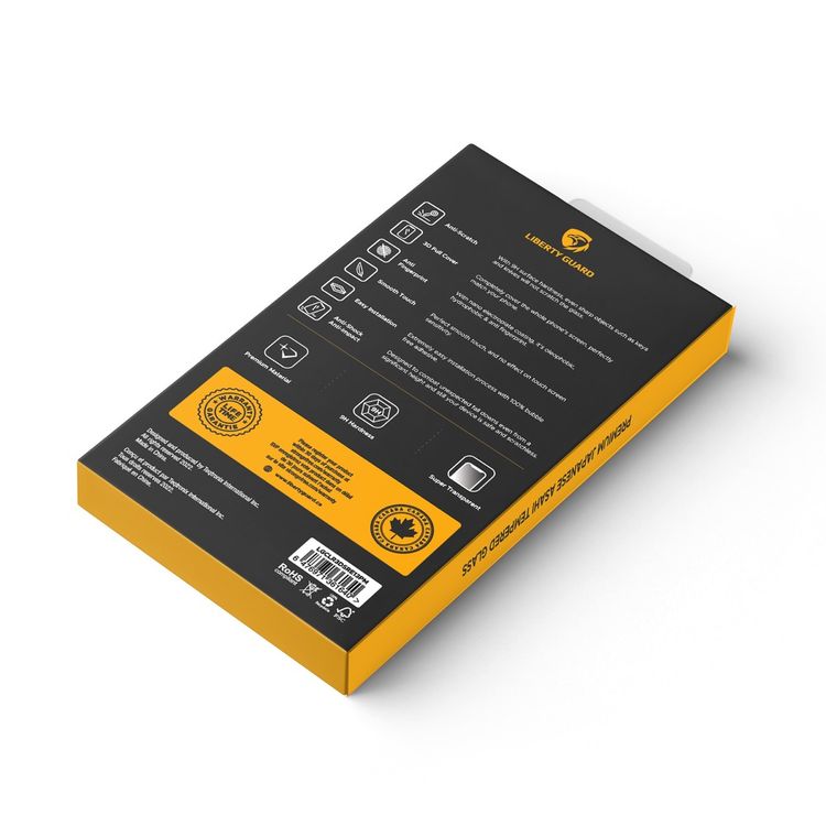 واقي شاشة Liberty Guard 3D بحواف دائرية من السيليكون الأسود لهاتف iPhone 13 Pro Max، مضاد للصدمات والتأثير - أسود