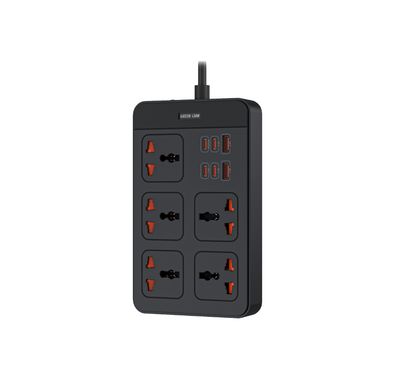 مقبس كهرباء جرين لايون GS 500 مع توافق عالمي، مقاوم للاشتعال من نوع PC، حماية أثناء الشحن، محطة 11 في 1، مزلقات أمان، سلك طاقة بطول 3 متر