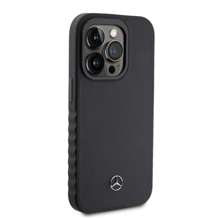 Mercedes-Benz iPhone 15 Pro Max For Smooth Genuine Leather Case - Black