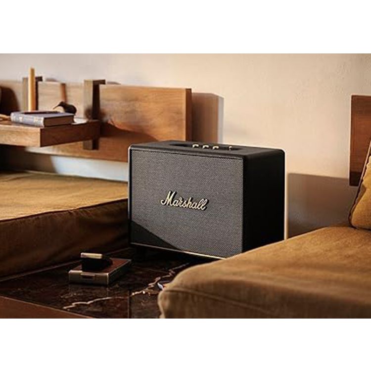  Marshall Woburn III Wireless Bluetooth Stereo Speaker, 10m Bluetooth Range, Bluetooth Version 5.2, Iconic Marshall Styling, High-quality Materials, Dynamic Loudness - Black