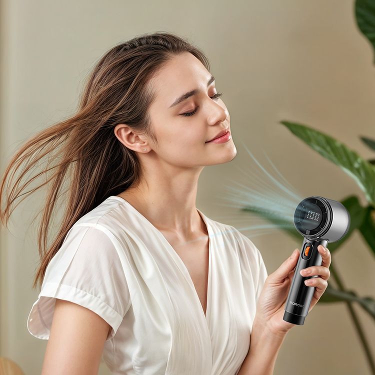 Porodo Lifestyle Air Boost Turbo Fan with 100-Level Wind Speed Adjustment, 13000RPM Operating Speed, 3000mAh Battery Capacity, Long-Lasting Power, Digital Display - Black
