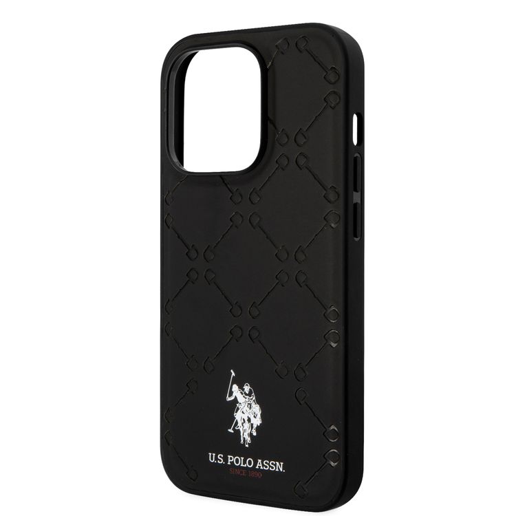 U.S.Polo Assn. PU Leather HS Pattern Case for iPhone 15 Series - Black - iPhone 15 Pro