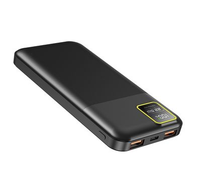 Porodo Blue 10000mAh 22.5W Quick Charge Portable Power Bank with Type-C and Dual USB-A Output - Black