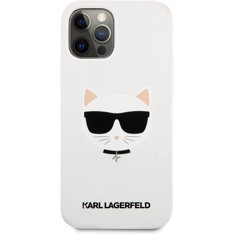 Karl Lagerfeld Silicone Hard Case Choupette Head for iPhone 12 / 12 Pro (6.1") - White