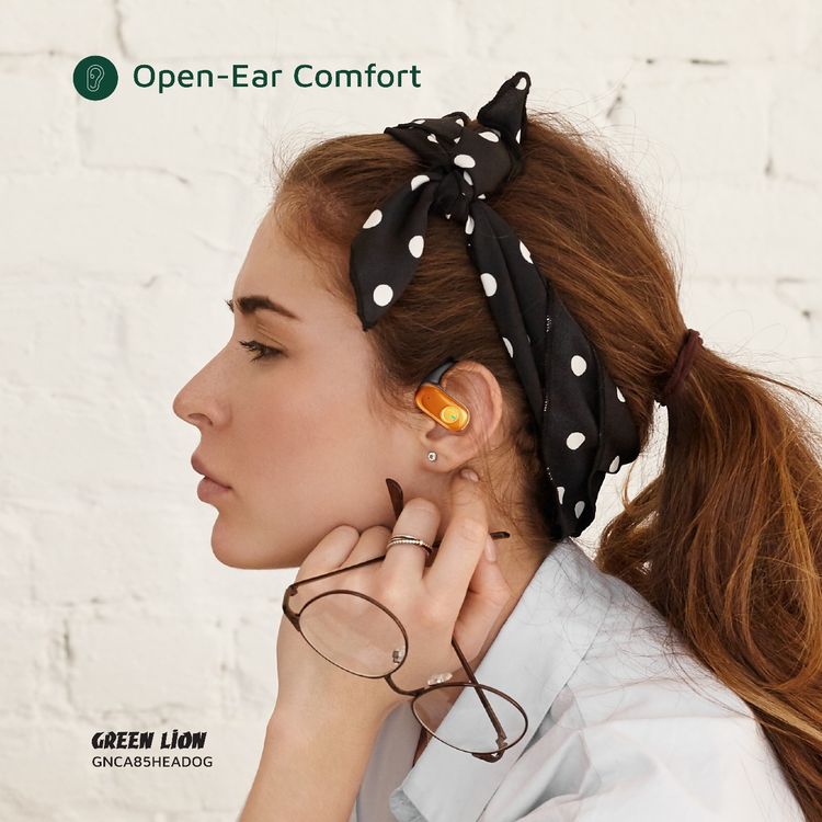 Green Lion CATANIA Open-Ear Earbuds with Smart Touch Control, Dual-Mic ENC, Type-C Charging, IPX5 Water Resistance Level, Open-Ear Comfort, Liquid Sand Design - Orange