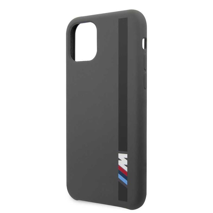 CG Mobile BMW Tone-on-Tone Stripe Silicone Hard Case for iPhone 11 (6.1") Compatible with Wireless Chargers Officially Licensed - Dark Gray