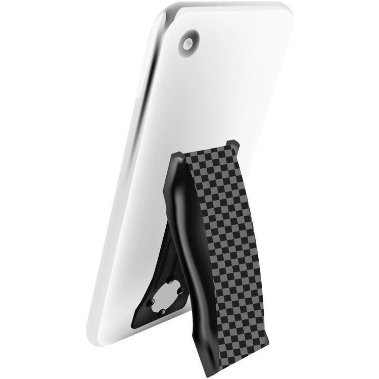 LoveHandle Pro Phone Stand | Magnetic Mobile Phone Grip | Swappable Kickstand Strap - Checkered Grey