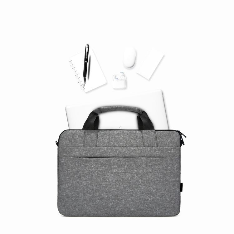 Green Lion Pulito Shockproof Laptop Bag 15.6" Slim Briefcase Handle Bag, Adjustable Shoulder Strap, Protective Laptop Carrying Case for Business, Travel, Casual & School - Gray