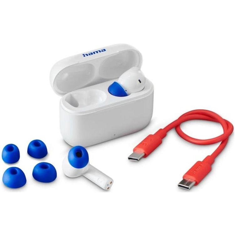 Hama Passion Clear II Earbuds with ANC & ENC, Bluetooth Version 5.3, Type-C Charging Port, 10m Transmission Distance, 2.5 Hours Charging Time, 20 Hours Talk Time, Apple Siri & Google Assistant Voice Controls - White