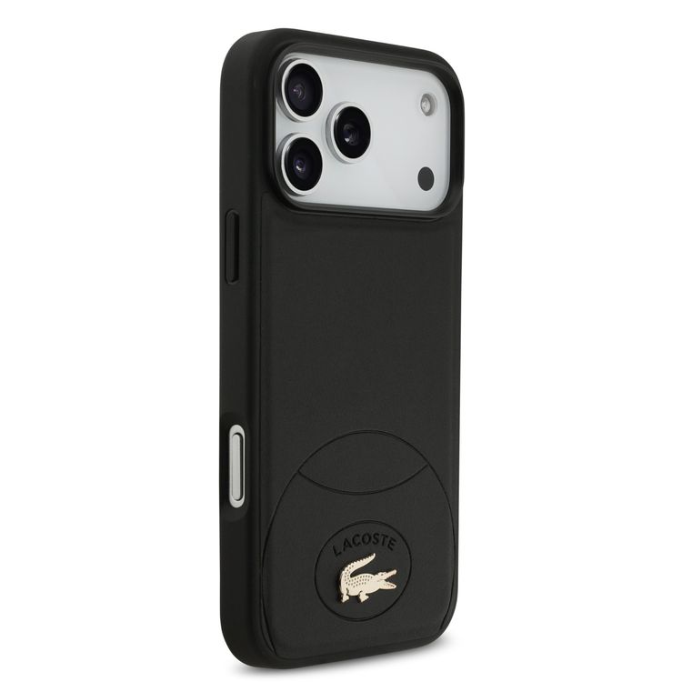 Lacoste MagSafe PU Leather Hard Case with Bliss Design for iPhone 17 Pro, Drop Protection, Slim Profile, Sustainable Packaging, Easy Snap-On Design - Black