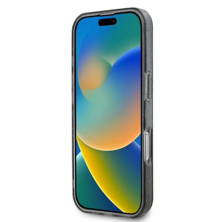 Karl Lagerfeld Magsafe IML Glitter Hard Case for iPhone 16 Pro with Karl & Choupette Logo, Slim Profile, Easy Snap-on, Drop Protection, Lightweight, Sustainable Packaging- Black