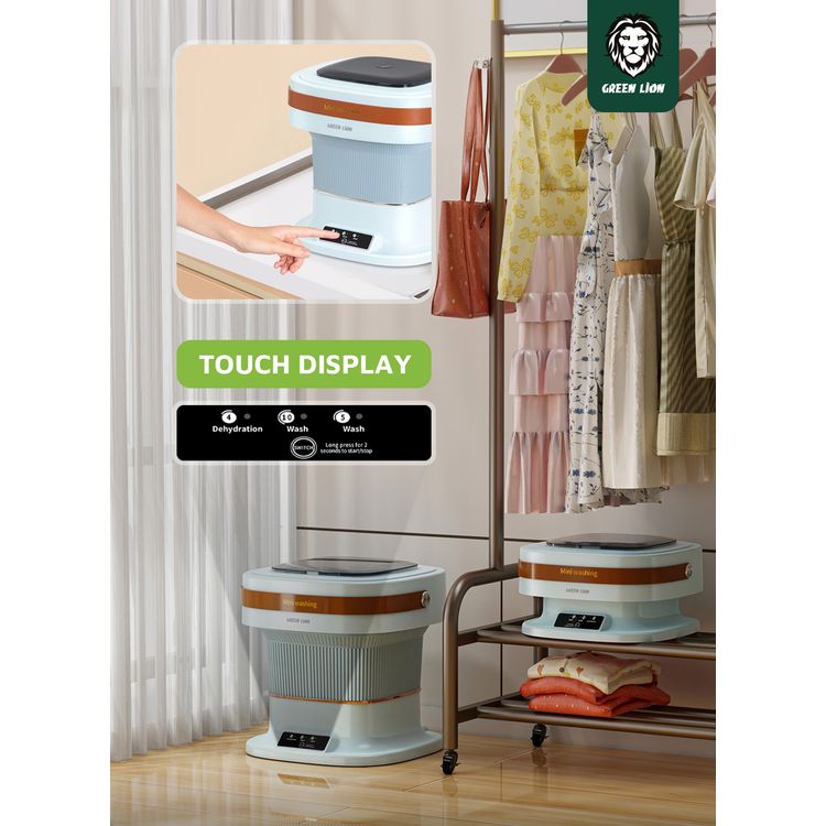 Green Lion Portable 6L Washing Machine, UK Plug, Compact & Portable, 36W Power, Drain Function, 3 Working Modes, One Touch Start - Blue