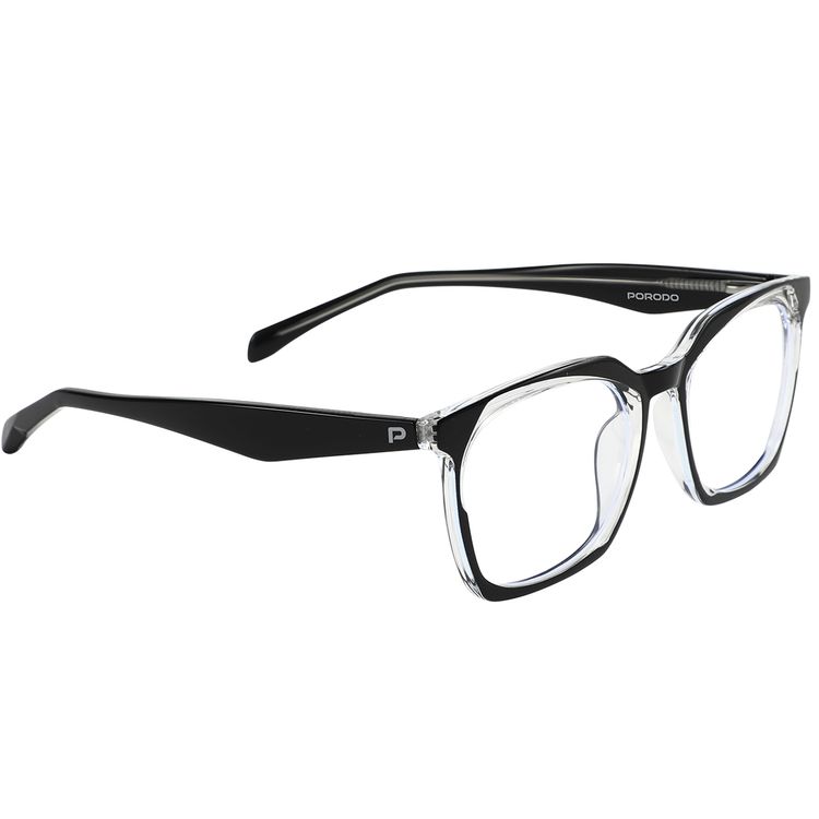 نظارات بورودو لايف ستايل بيريا المضادة للضوء الأزرق مع وضوح بصري محسن، عدسات مقاومة للخدش، درع ضد الإرهاق الرقمي، تصميم أنيق، تقلل من الإرهاق البصري، تصميم للجنسين - اللون الأسود