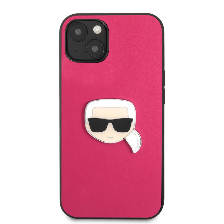 CG MOBILE Karl Lagerfeld PU Leather Case Karl Head Metal Logo Compatible for iPhone 13  (6.1") Anti-Scratch, Easy Access to All Ports, Drop Protection & Shock Absorption