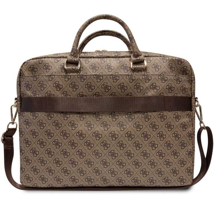 Guess Laptop Bag with 4G Stripes Pattern - 16" - Brown