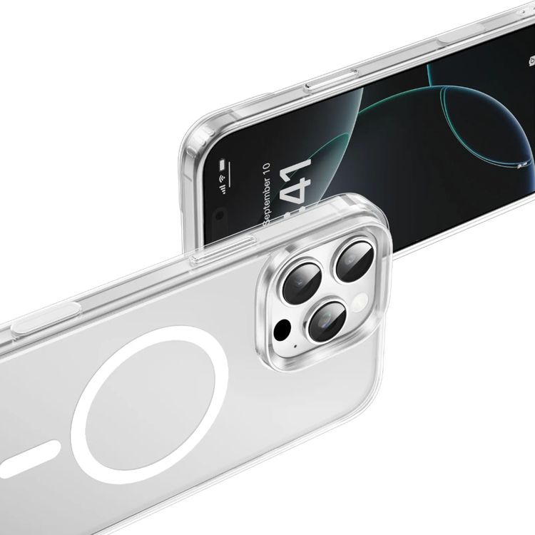 جراب Green Lion Sense Crystal Clear Magsafe، لهاتف iPhone 16، حماية للكاميرا، حماية من السقوط، متوافق مع Magsafe، مغناطيسات قوية، مضاد للخدش، زر استشعار، حافة مرتفعة