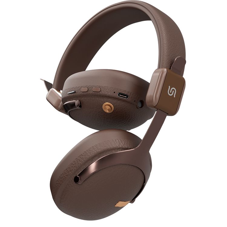 Porodo Soundtec Onyx Sonic Wireless Headphones with Noise Reduction, Bluetooth Version 5.4, Type-C Charging Port, 2 Hours Charging Time, 18 Hours Play Time, 10m Transmission Distance, Game Mode, EQ Mode, TF Card Play Back, Compact & Foldable Design, Multiple Function Key Control - Brown