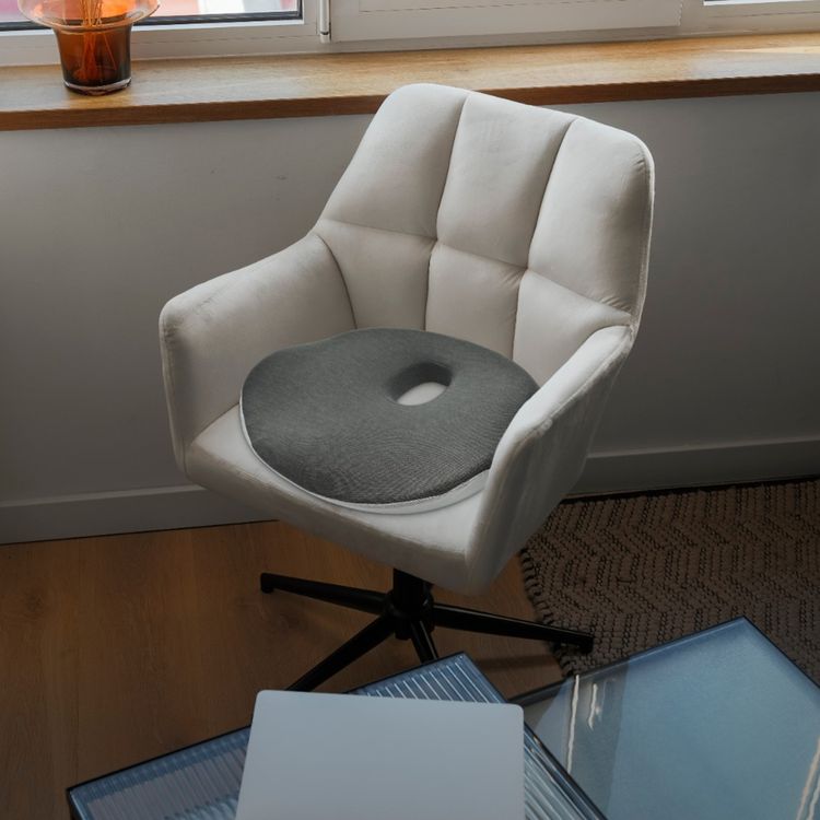 Green Lion Ergoflex Comfort Seat Cushion with Removable & Washable Cover, Non-Slip Texture, Up to 150kg Load Capacity, Contoured Shape, 100% Memory Foam Sponge &100% Polyester Fabric Material - Gray