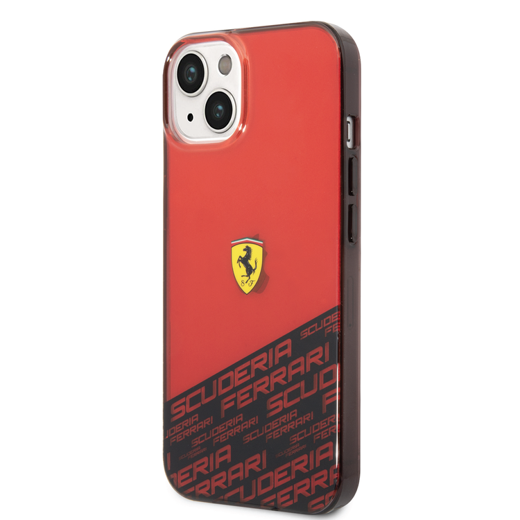 Ferrari PC/TPU IML Case with Bottom Scuderia Allover Print iPhone 14 Compatibility - Red