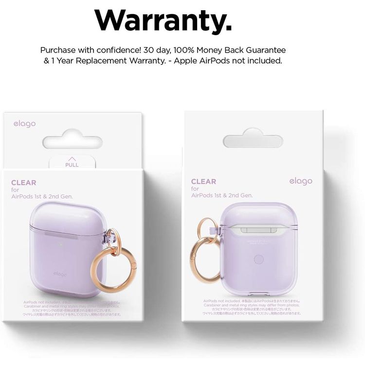 Elago Clear (TPU) Hang Case Compatible for Apple AirPods 1&2 Generation, Front LED Visible, Scratch Resistant, Drop Resistant, Dustproof and Absorbing Protective Cover