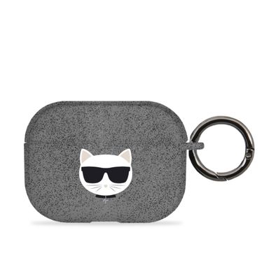 CG Mobile Karl Lagerfeld TPU Choupette Glitter Case with Ring Compatible for Apple Airpods Pro, Scratch & Drop Resistant, Dustproof & Absorbing Protective Silicone