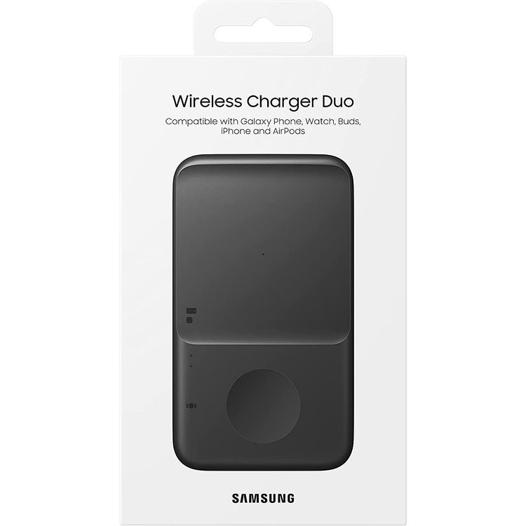 Samsung Wireless Charger Duo w/ LED Dim Light Charging Status Compatible for Samsung Galaxy Phone, Watch, Case-friendly 3mm, Fast Wireless Charging Pad 7.5W Qi Enabled - White