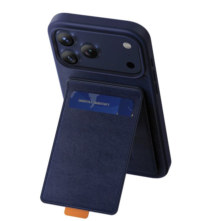 Green Lion Regal MagSafe Leather Case with Card Holder for iPhone 17 Pro, Anti-Fingerprint, Foldable Stand, Camera Protection, Comfortable Grip, Anti-Scratch, Shock Absorption - Blue