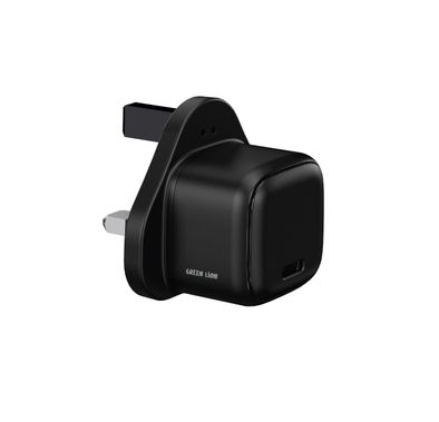 Green Lion NEXIO Single Port Wall Charger with UK Plug, 20W Power Delivery, Charging Protection, Flame Retardant PC Material - Black