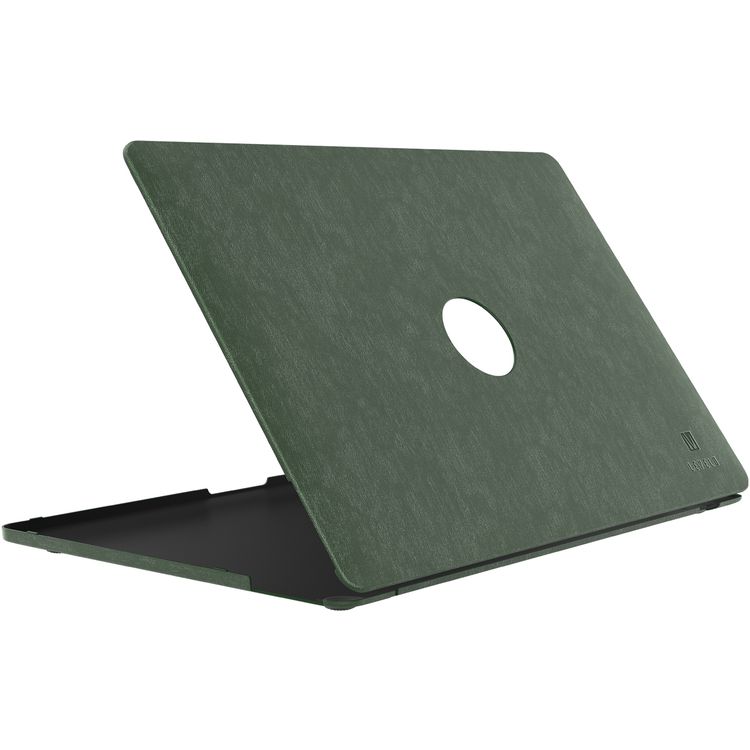 Levelo Gevena Leather Macbook Pro Cover 16" with Silicone Bottom Base, Non-Slip Surface, Ultra-Thin, Secure & Lightweight - Dark Green